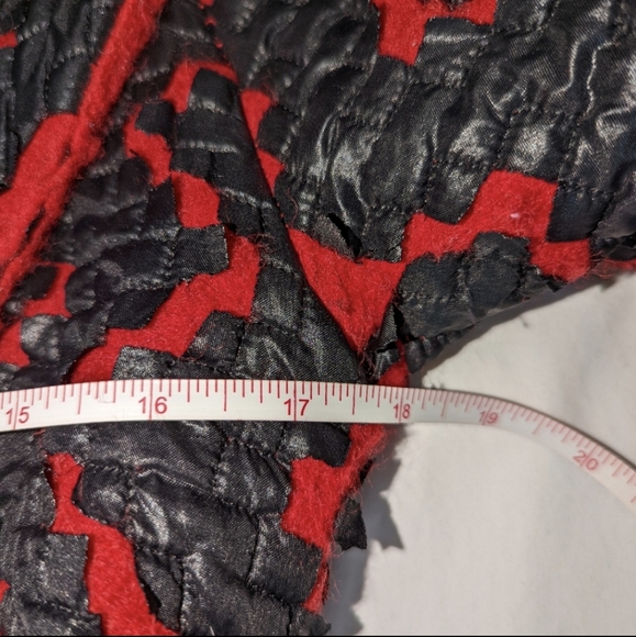 RINASCIMENTO • Italian Red & Black Boiled Wool Artsy Belted Coat Size Small - Picture 9 of 14